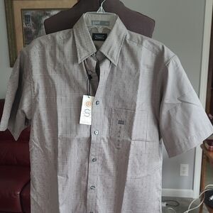 NWT HAGGAR Men's Gray Checkered Shirt